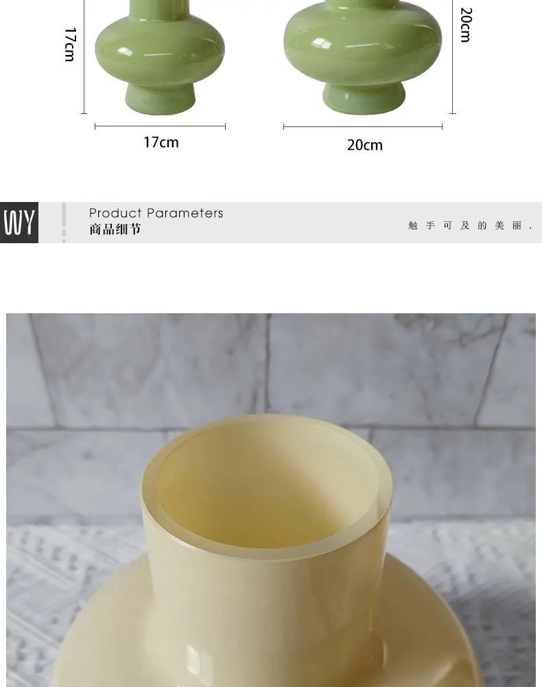 Green Pot Bellied Glass Vase Floral Arrangement Accessories Hydroponics Terrarium Flower Vase Home Decoration Accessories