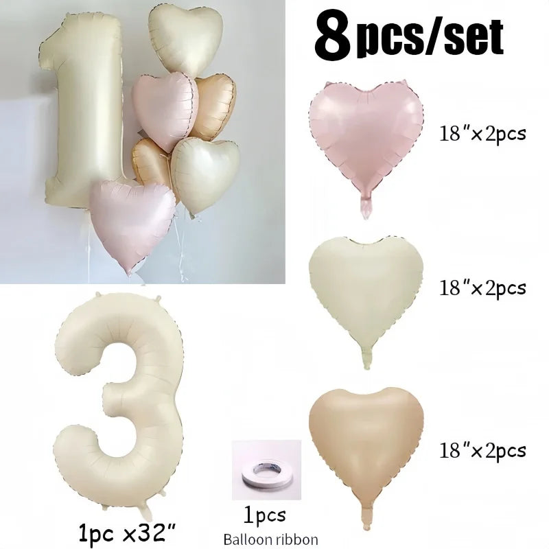 CHUYUN Happy Birthday Zahlenfolie Ballons - 8er Creme 40cm