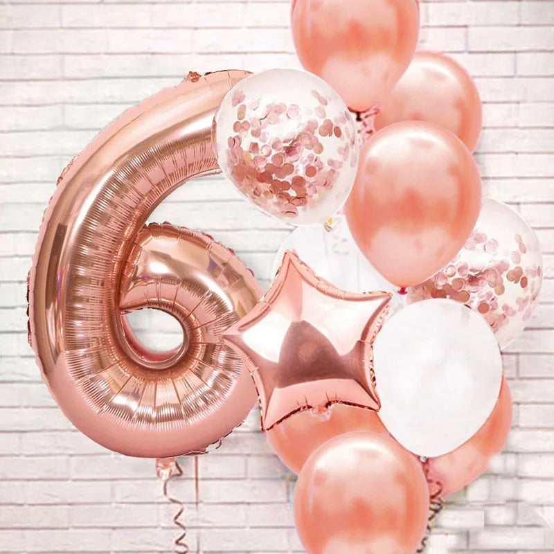 RoseGold Zahlenballons 32 Zoll Roségold - 13er Set 32cm
