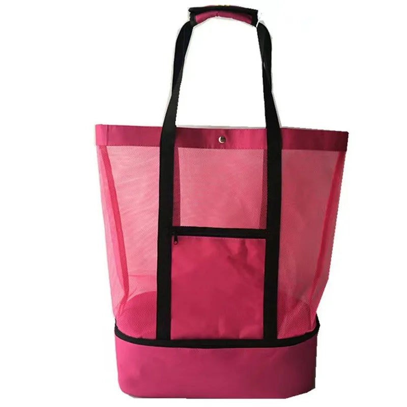 Heat Preservation Picnic Beach Bag Women Mesh Transparent Double-layer Swim Storage High Capacity Shopping Waterproof Bags Tote