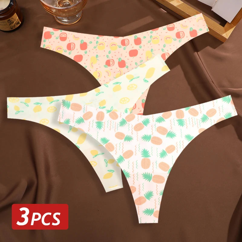 All Of Me Damen-Unterwäsche 2025 - 3er-Set Ice Silk nahtlose Strings Leopard & Schmetterling Print