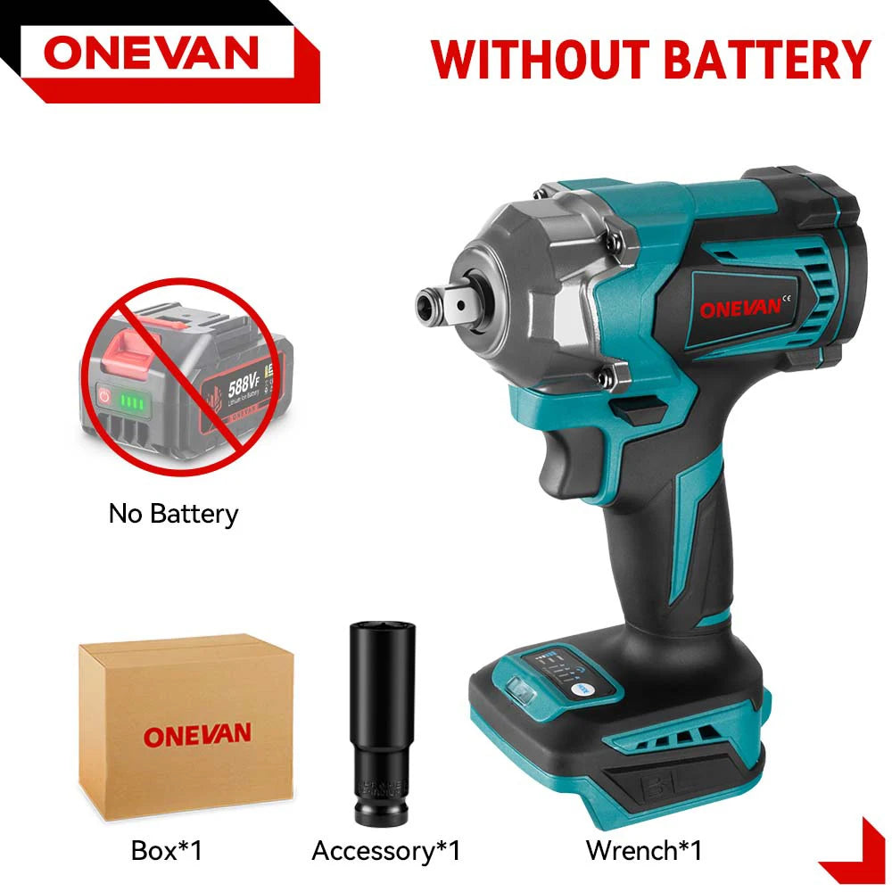 ONEVAN 1200N.M Brushless Electric Impact Wrench 3 Funtion 1/2" Cordless Screwdriver Electric Drill for BL1840B BL1850 18V Batter