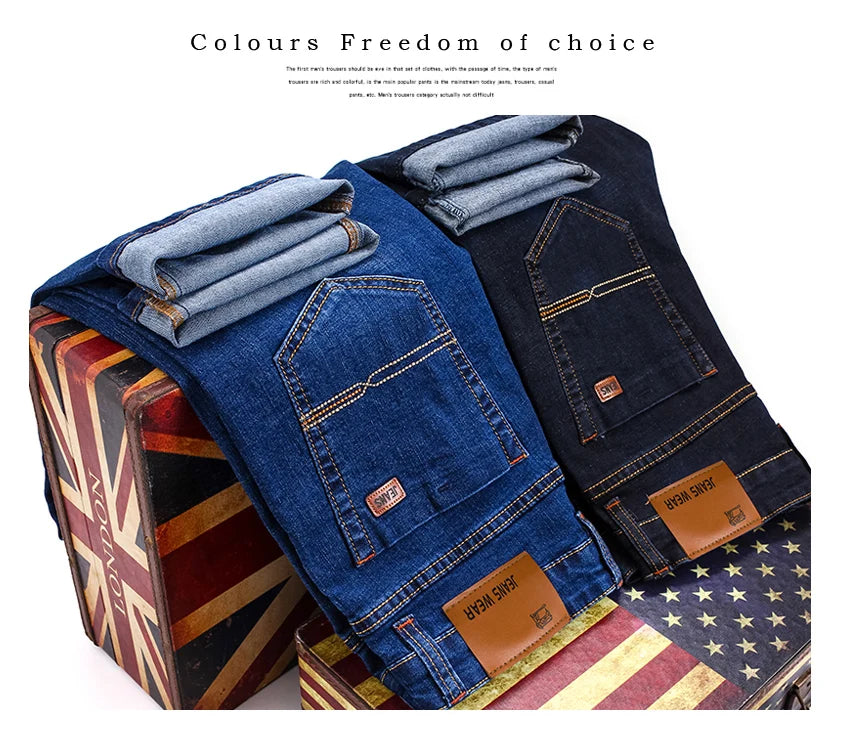 Blugi slim elastici la modă pentru bărbați - Business, greutate medie, S-XL