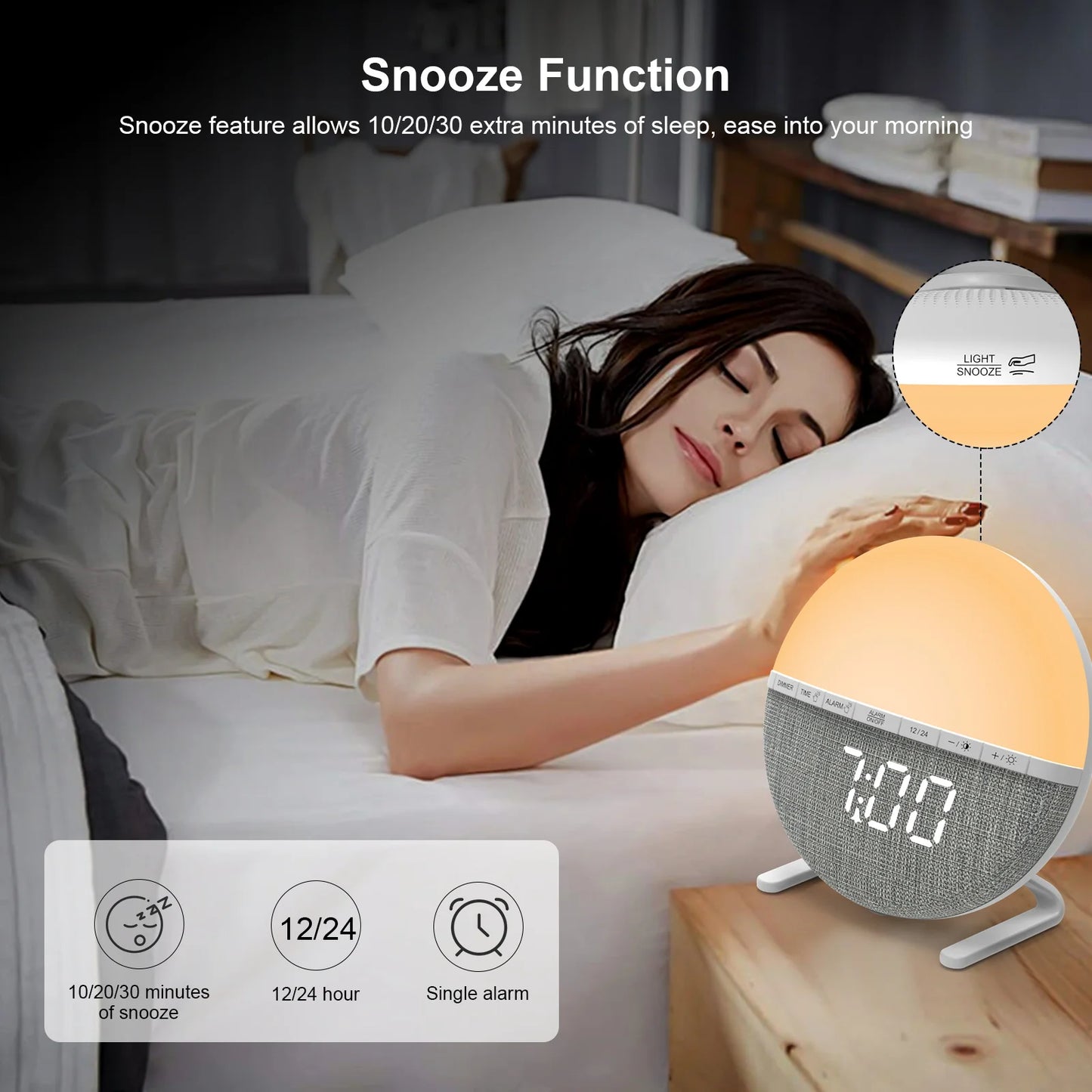 Sunrise Alarm Clock Wake Up Light Clock Night Light  Sunrise Sunset Simulation Digital Clock  Desk Clocks