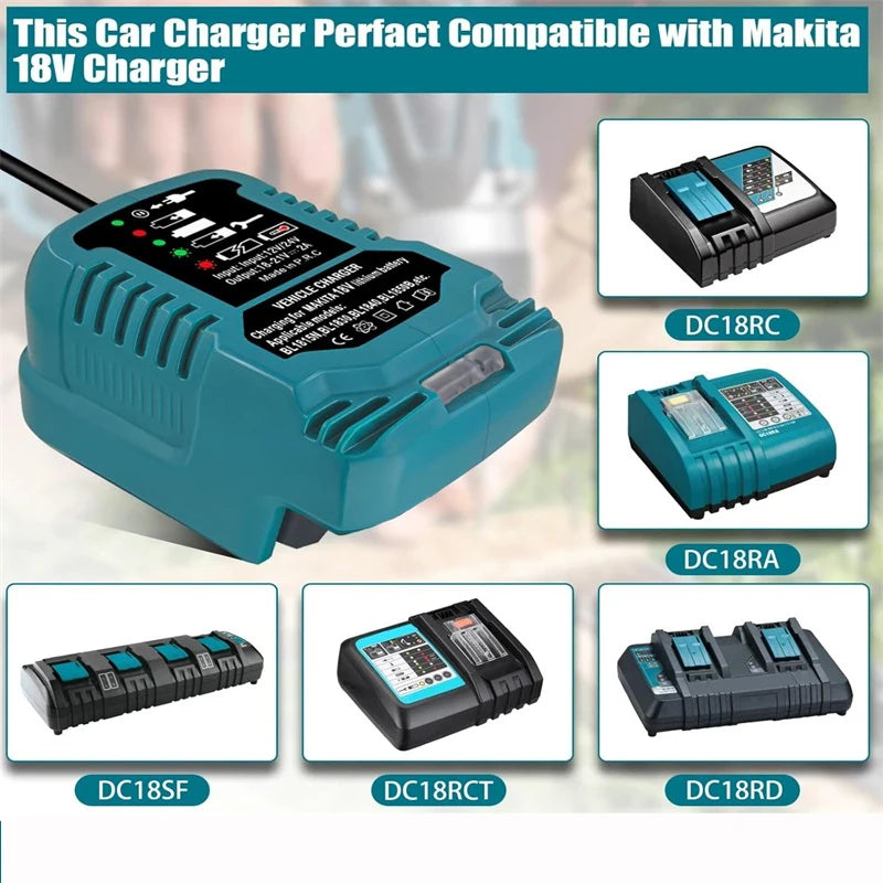 Auto-Ladegerät 2025: ZWINCKKY Portable Vehicle Charger Makita 18V Li-ion Battery - Replacement Compact DC 12V/24V Car Charger LED Indicator Collection