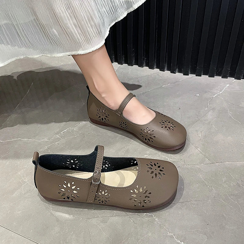 Frühling Herbst Design 2025 - Barefoot Ballet Mary Jane Damen Flache Weiche Schuhe - Hohle Weiche Sohle Casual Loafers