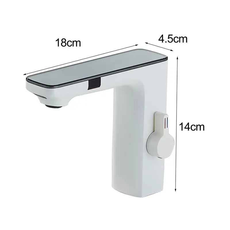 White Smart Daul Sensor Bathroom Basin Faucet Hot Cold Water Mixer Deck Mount Bathroom Sink Faucet