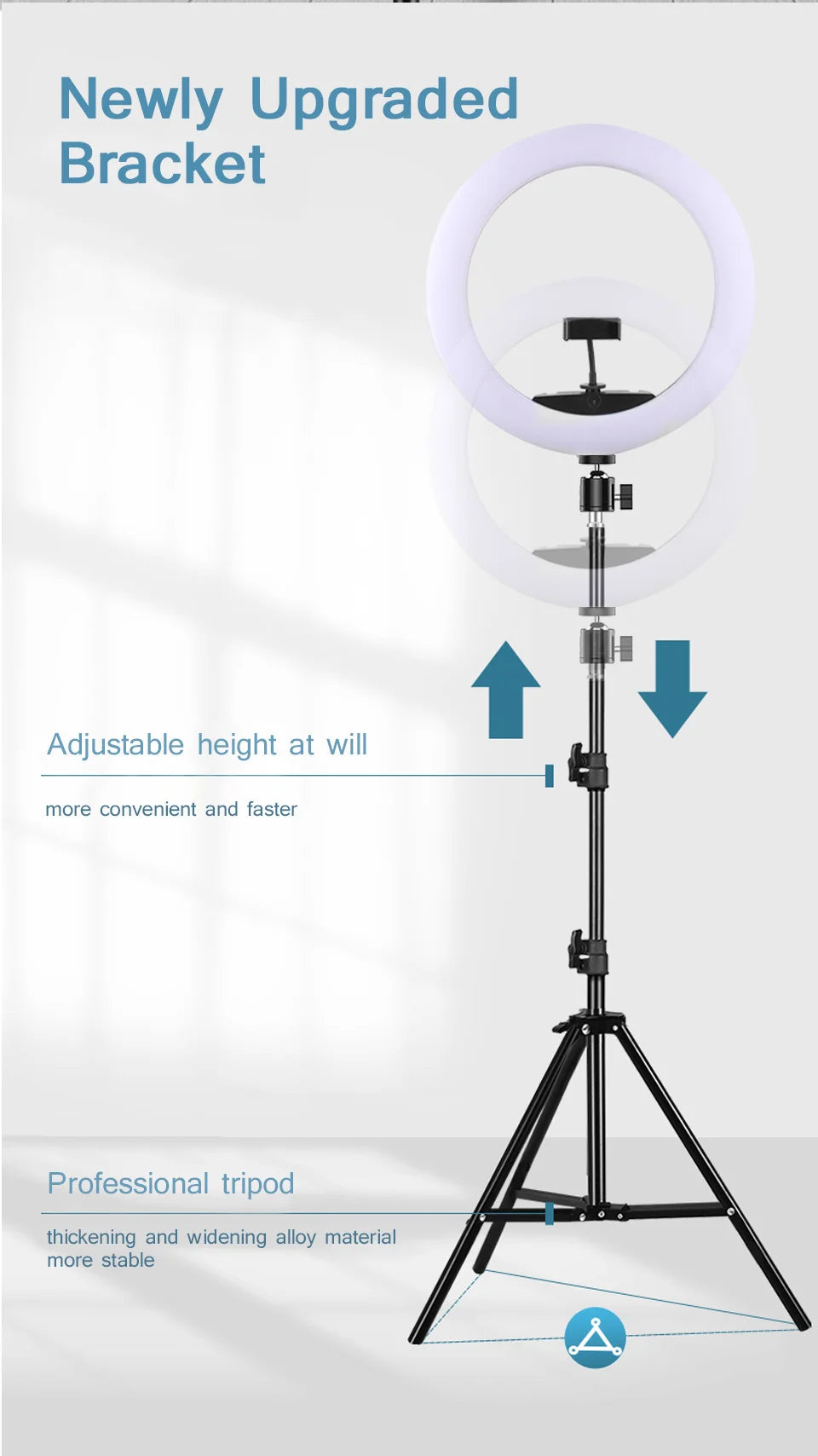 Inel luminos 2025: Trepied RGB pentru selfie de 12 inch și 30 cm - Suport telefon, fotografie, LED, colecție de machiaj