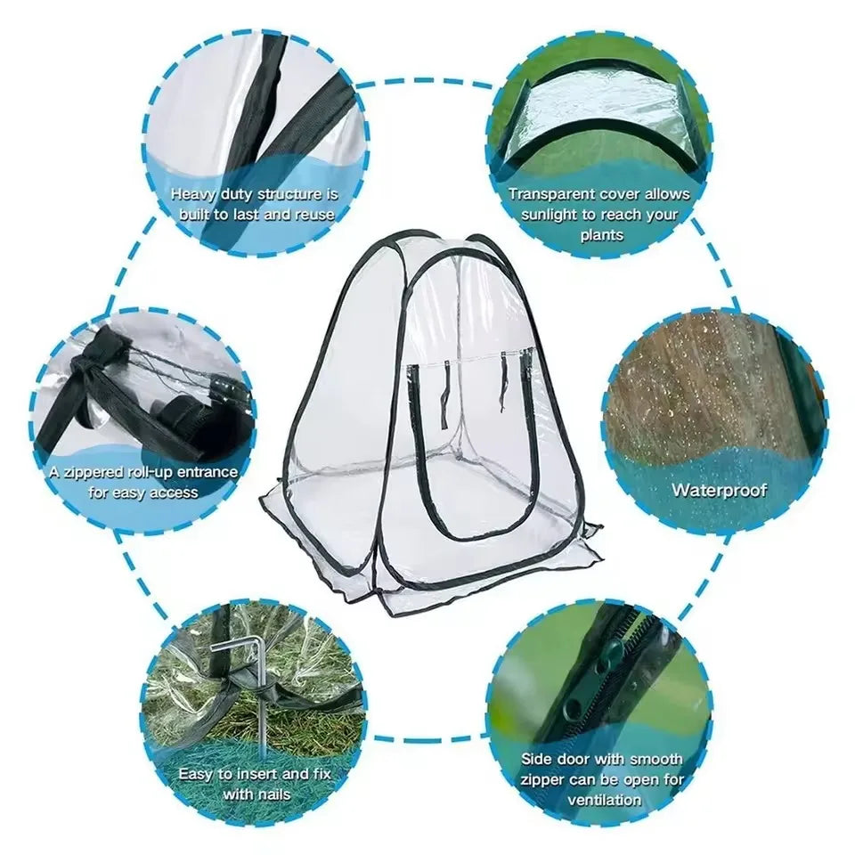 Plants Greenhouse Tent Transparent Folding Horticultural Greenhouse Warm Room Mini Sunroom Garden Nursery Plant Protective Cover