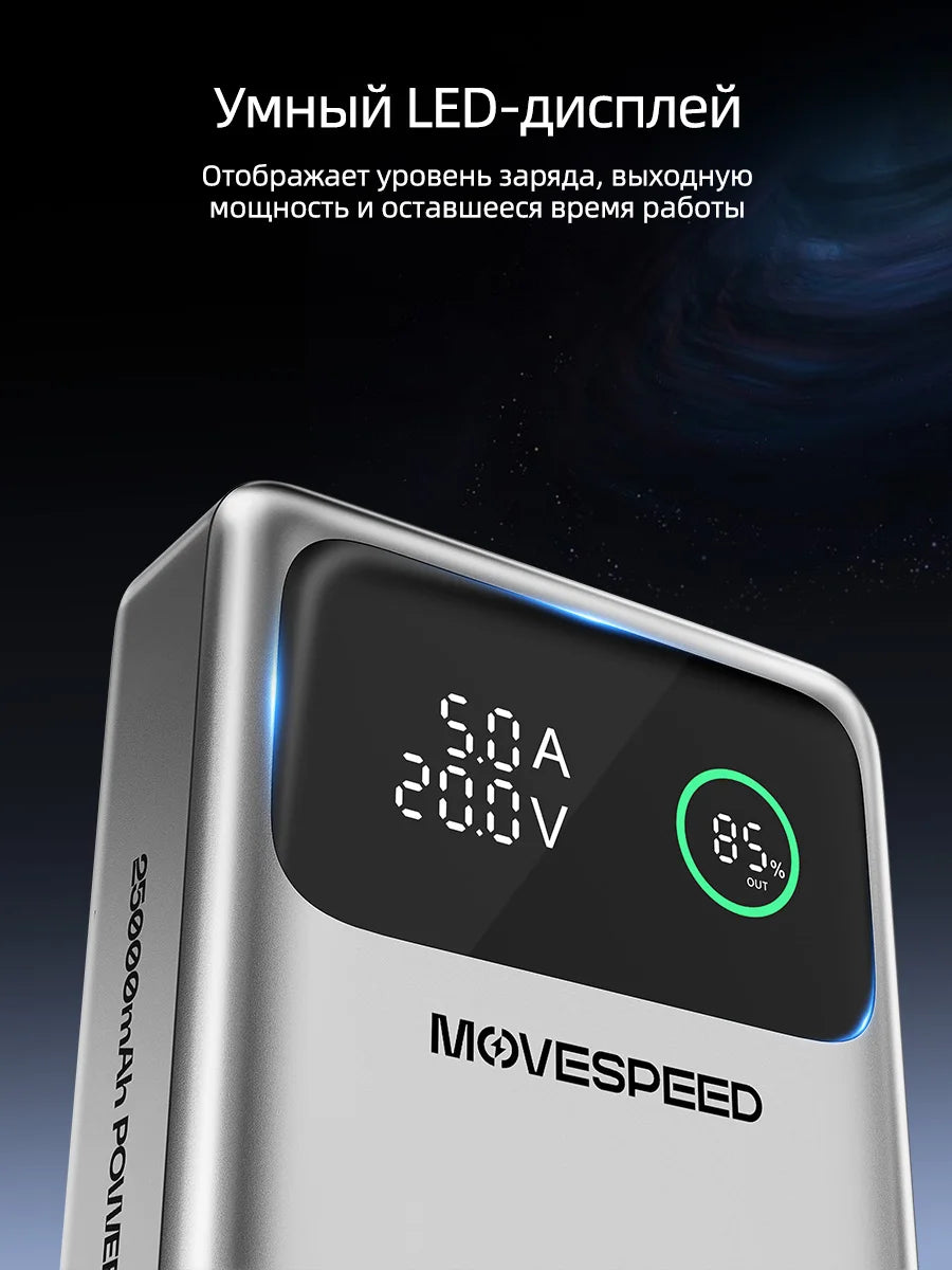 MOVESPEED M25Pro Power Bank 25000mAh - 140W USB-C PD Schnellladung für MacBook & Laptop