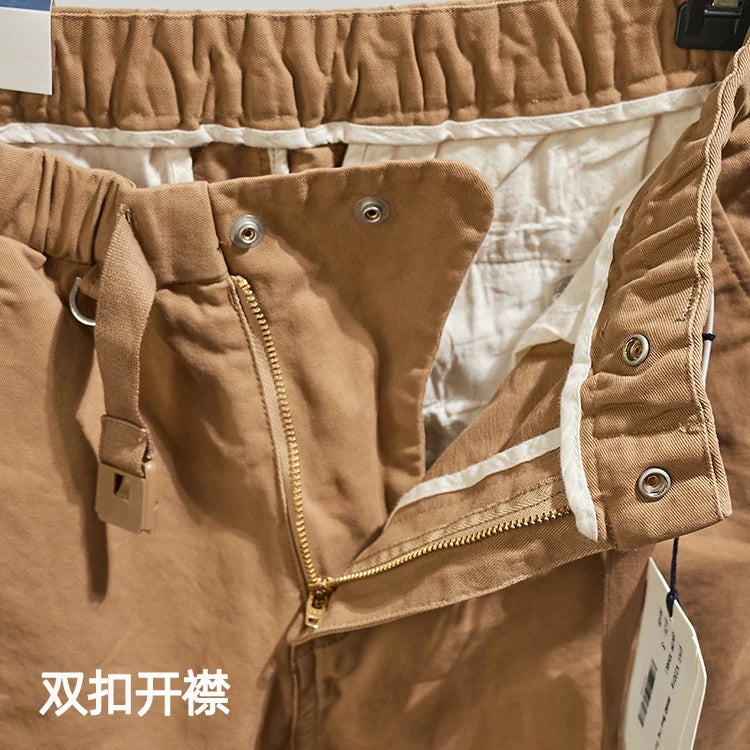 Baggy tapered casual pants cotton autumn and winter weight trousers men's overalls