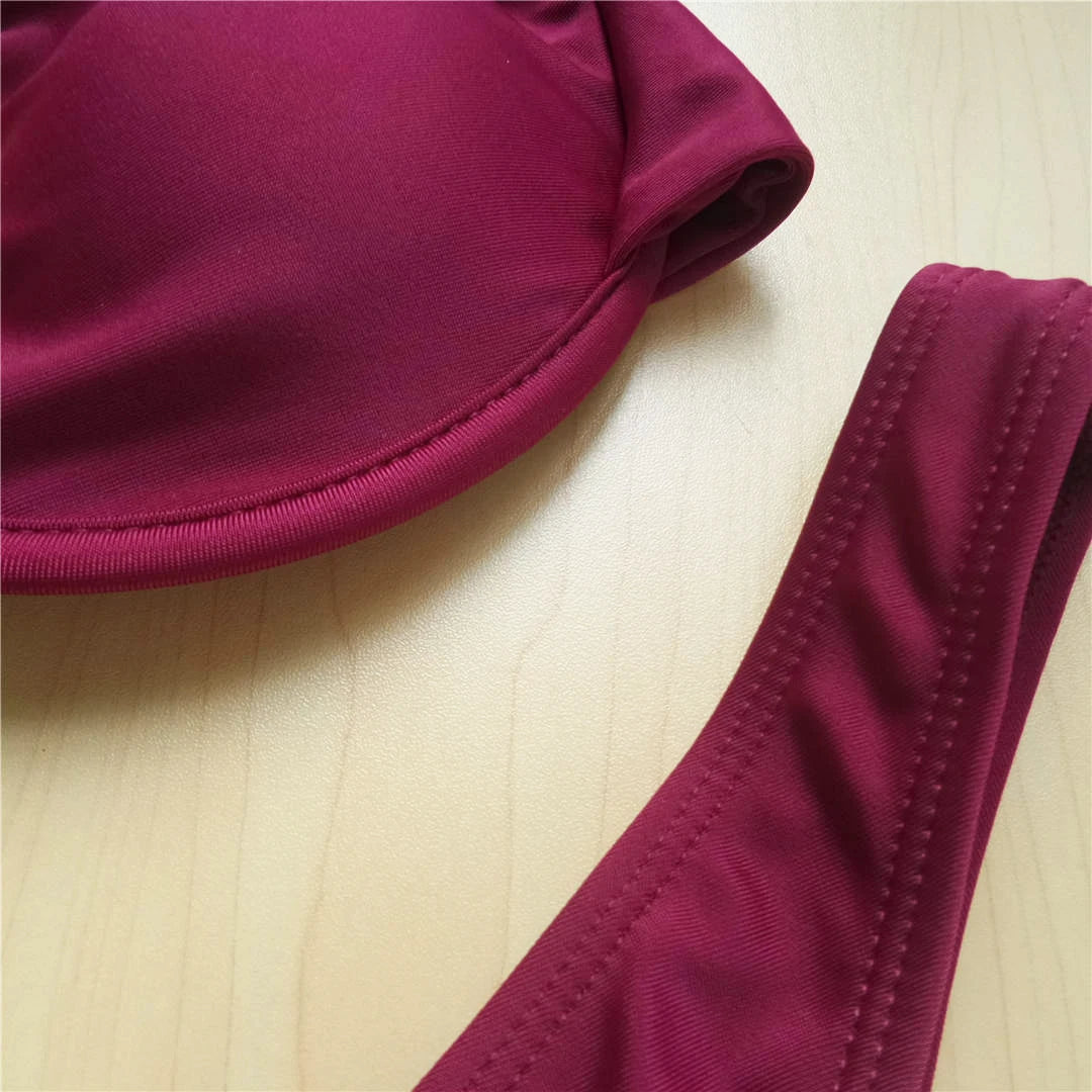 V-bar Bügel Bikini S-XL Damen Schwimmanzug Underwire-Technologie Low Waist Zweiteilig V-Form Bügel Polyester Spandex