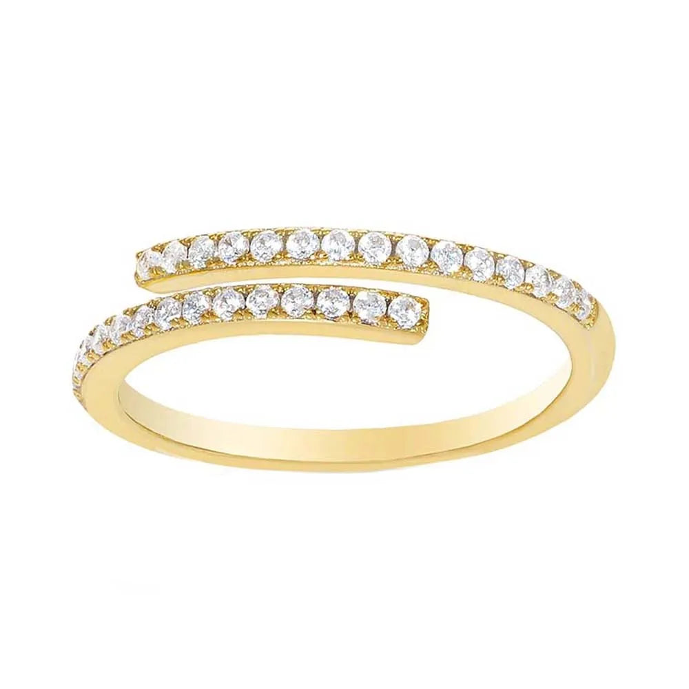 Aide 925 Sterling Silver Double Layers Sparkling CZ Zircon Pave Adjustable Rings For Women Luxurious Versatile Stackable Ring