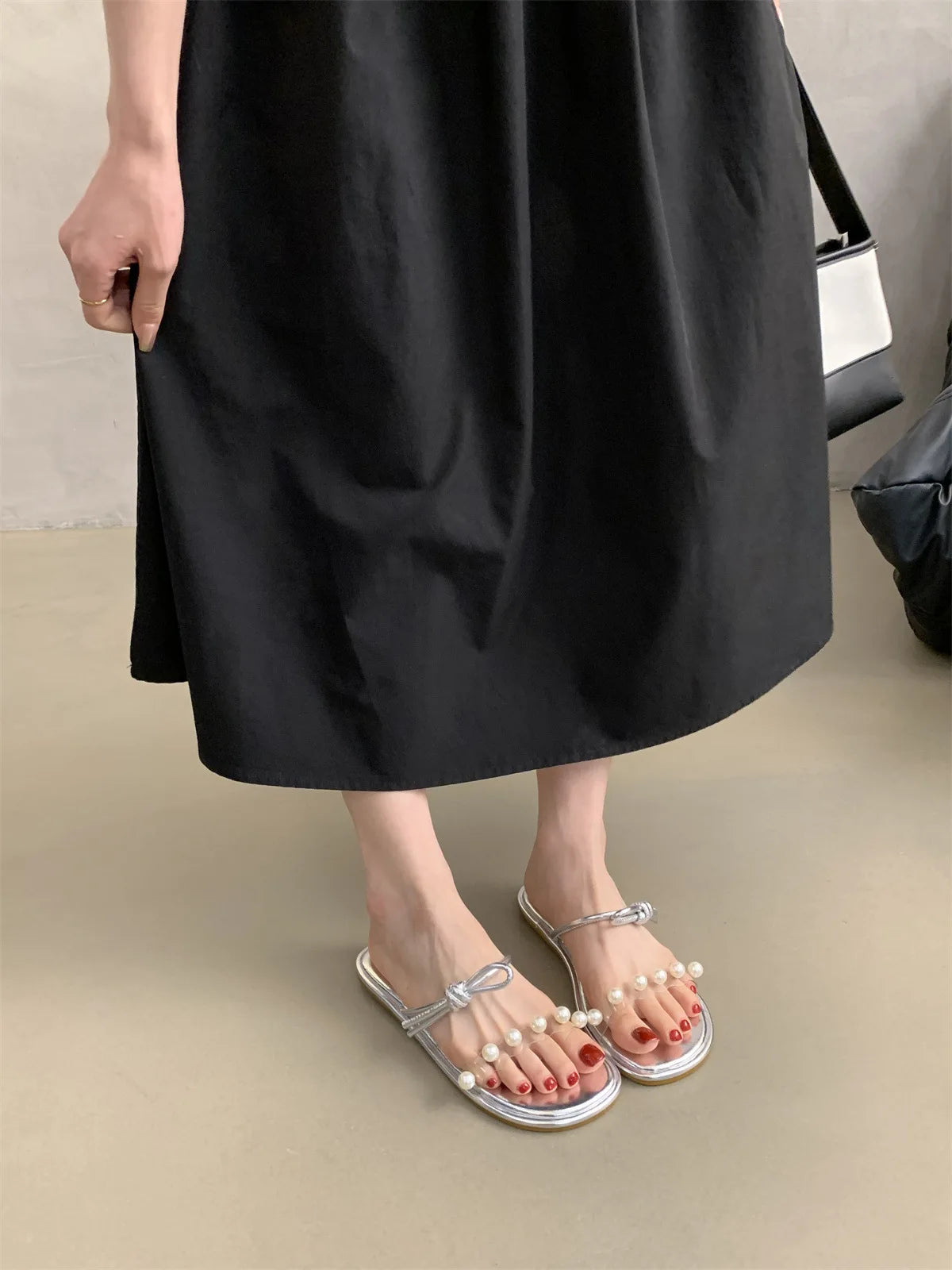 Plegie Sandale Transparente Perlenriemen - Anti Rutsch 3cm