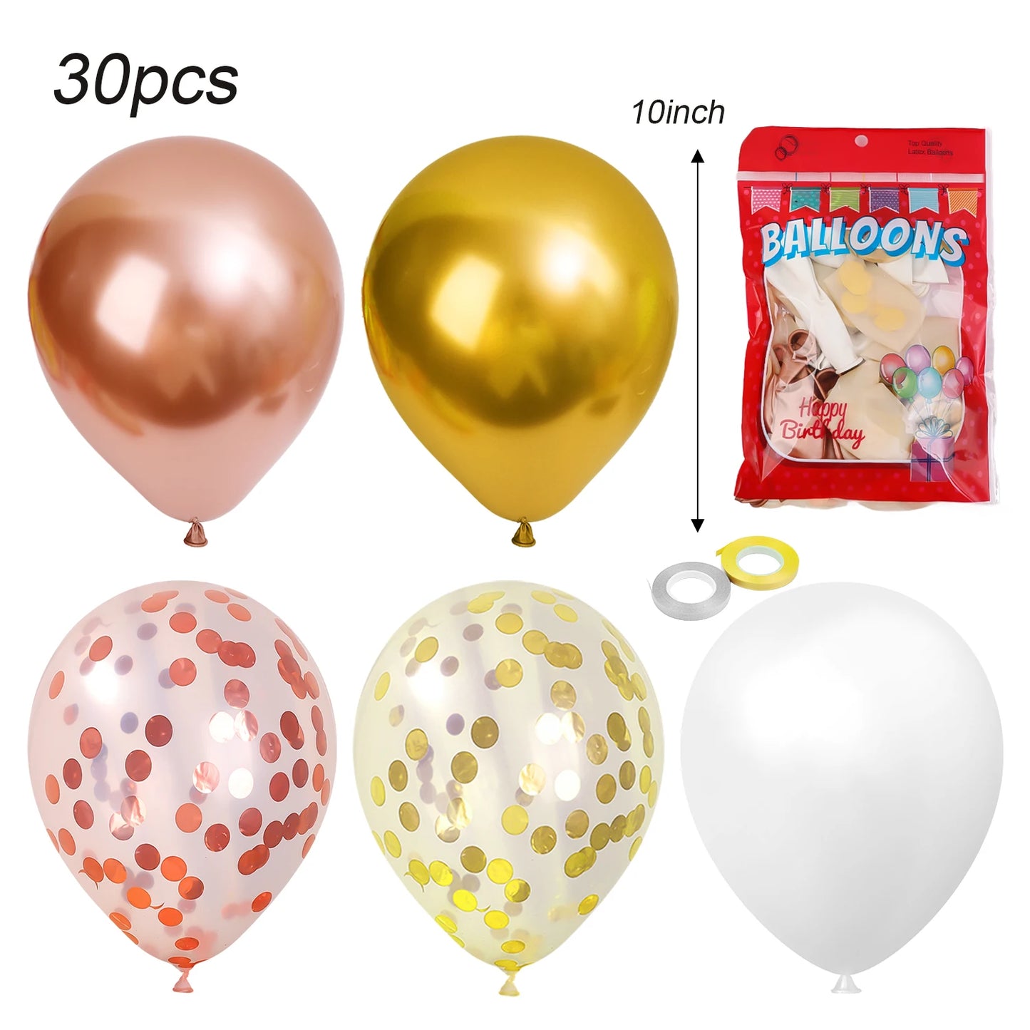 PartyPro Ballonset Pailletten - 60 und 30 Stk Schwarz Gold