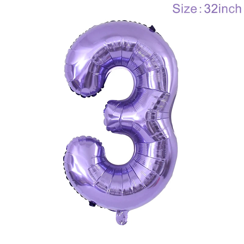 Purple Number Balloons 32 Inch Foil Balloon Adult Kids Birthday Anniversary Decoration Party Gold 0 1 2 3 4 5 6 7 8 9 Balloon
