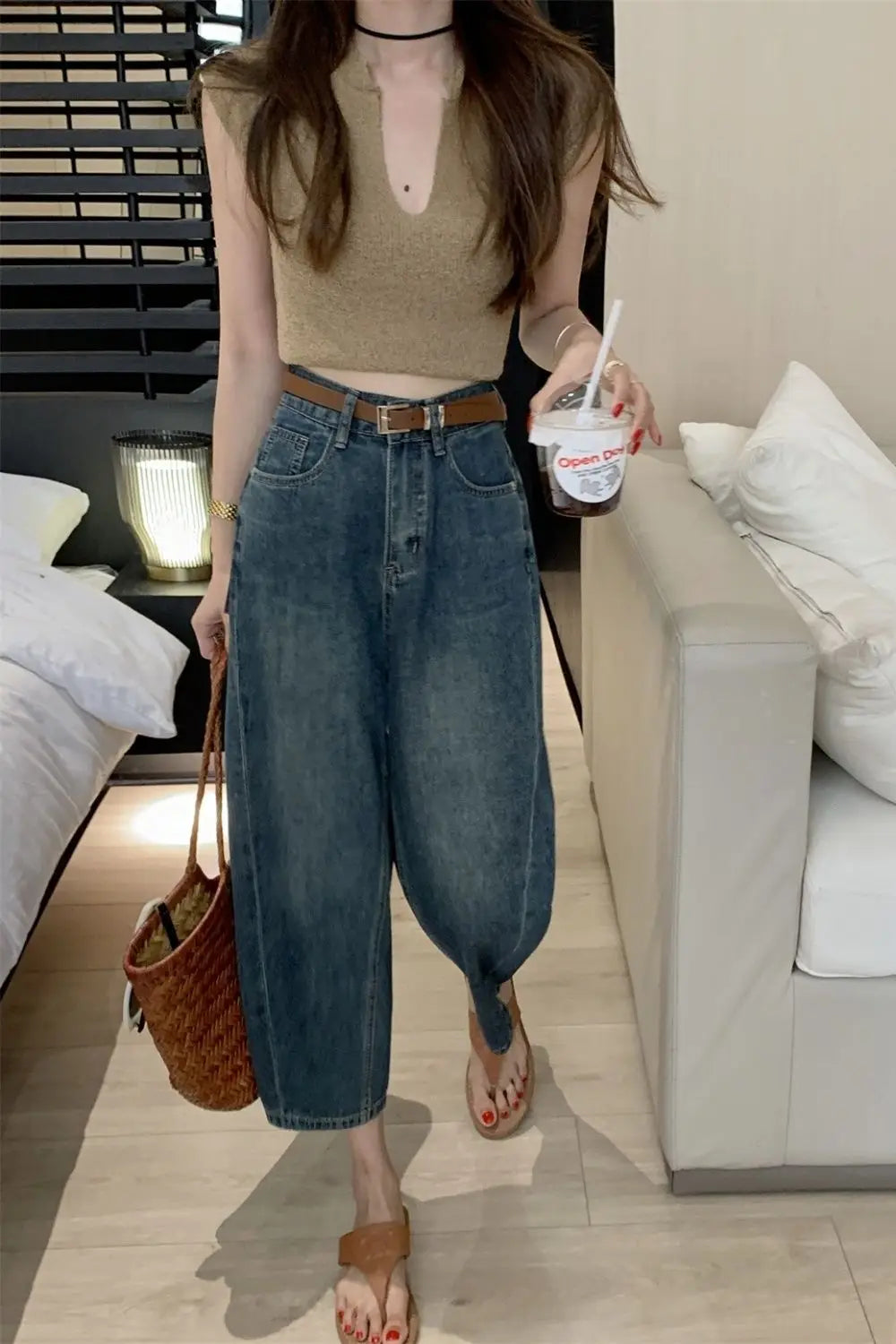 Jeans Women Solid Vintage All-match Spring Ladies Creativity Cool Simple Korean Style Daily Gentle Tender Graceful Age-reducing