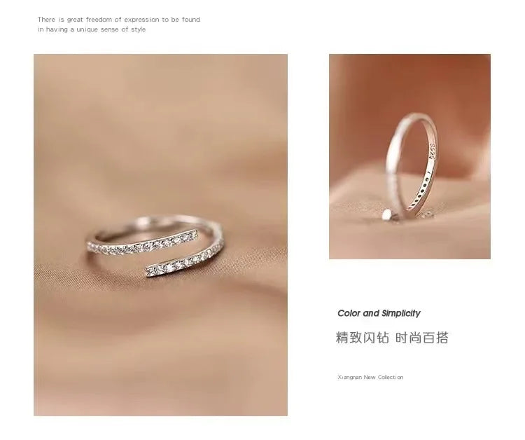 REETIC Ring Verstellbar Zirkon - 925 Silber 2g Offen