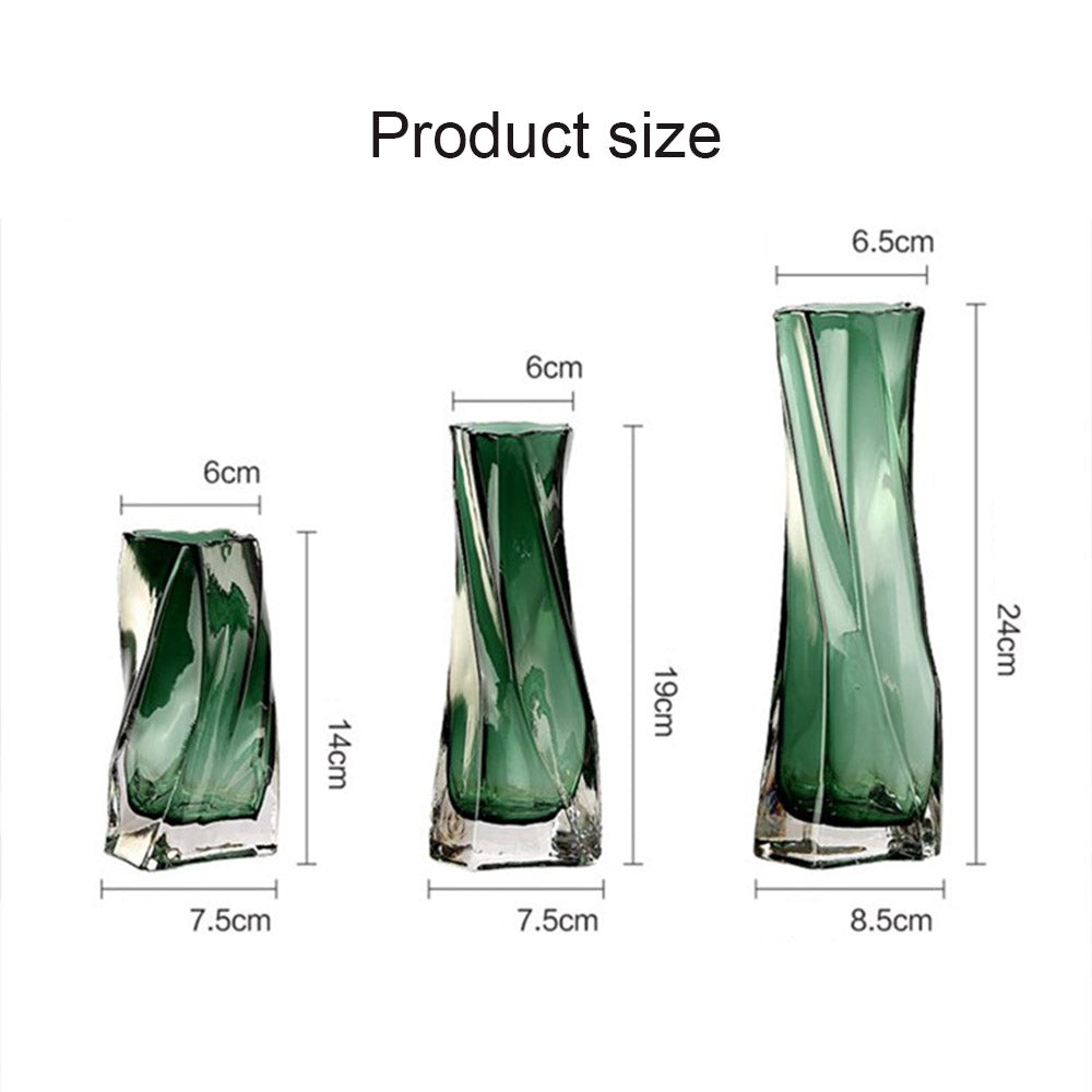 Twisted Glass Flower Pot Simple Art Design Creative Irregular Crystal Vase Container For Home Plants 3 Sizes