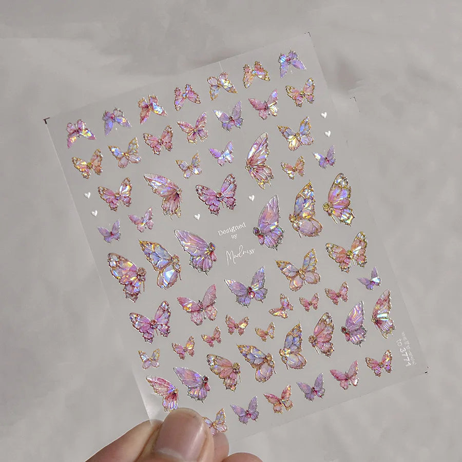 Shell Light Butterfly Nail Stickers High Quality Design Adhesive Stickers Nail Art Decoration Nail Supplies Decals Manicure Tool