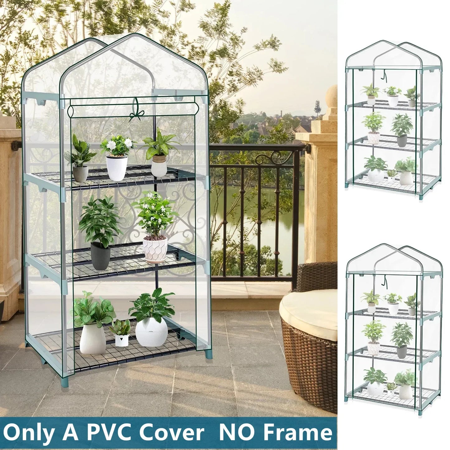 Garden Greenhouse Weatherproof Plant Grow House Cover Transparent Frost Protection Greenhouse Cover with Roll Up Double Zipper