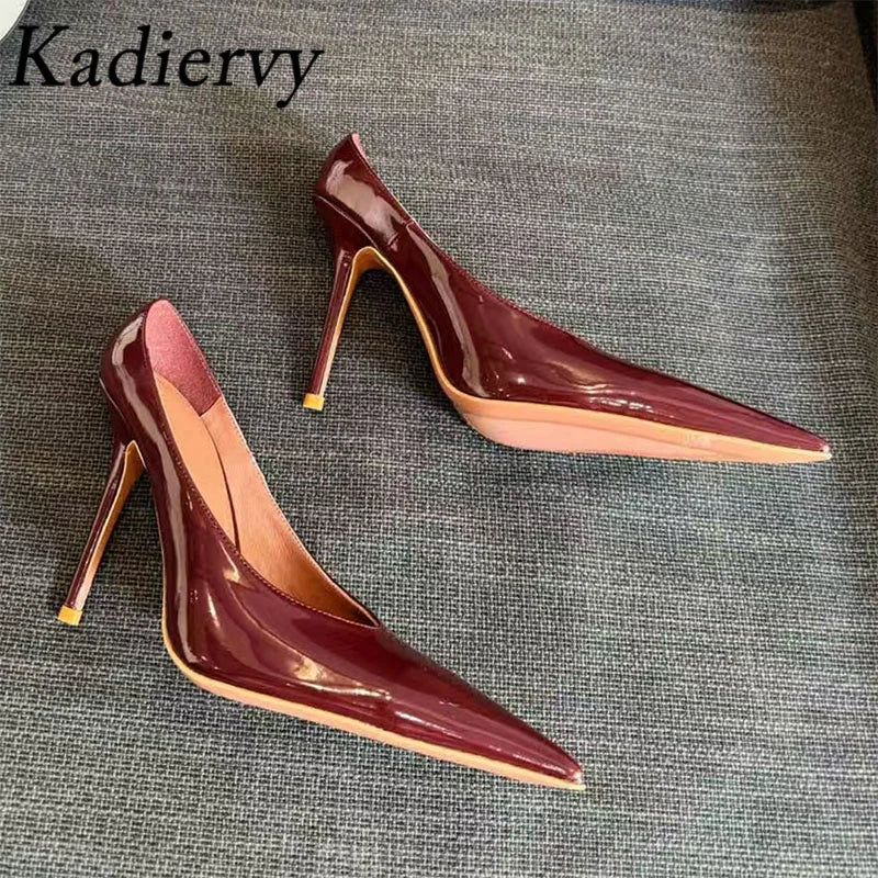 Kadiervy Pumps Spitz Slip On - Lackleder 10 cm Stiletto