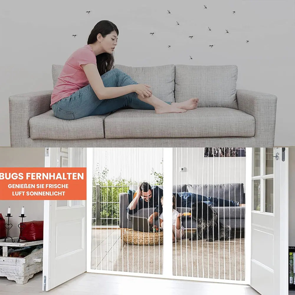 Magnetic Screen Door Screen Hands Free Mesh Partition Heavy Duty Curtain Keeps Bugs Out Frame Hook & Loop Pet and Kid Friendly