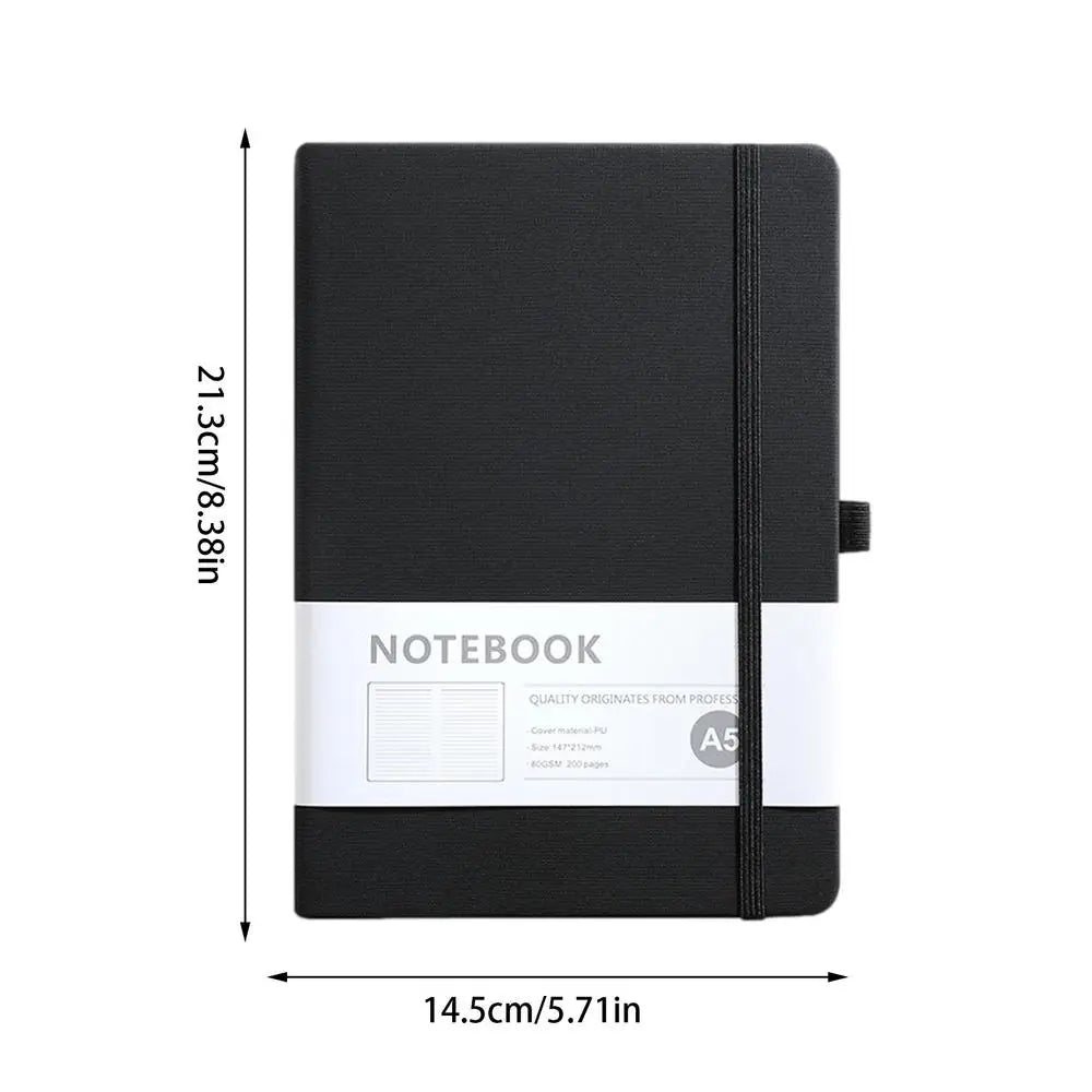 Diary Notebook A5 PU Leather Cover Horizontal Line Notebook Journal 200 Pages Notepads Diary Agenda Business Work Notebook