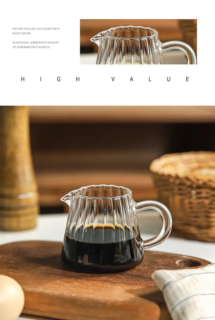 Striped Simplicity Handwork Small Milk Pot Heat-resistant Glass Exquisite Milk Cup Tea Dispenser Milk Pot Espresso Measuring Cup