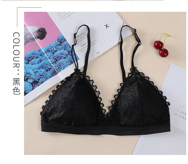 elegant Floral Lace Bra Top For Women Push Up Female Lingerie breathable Bralette Removable Pad Thin Fashion New Wireless Bras