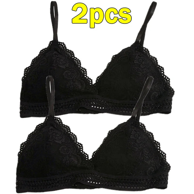 Lace Embroidery Bra Women elegant Deep V Underwear Floral Brassiere Stretch Seamless Push Up Lingerie Bralette Triangle Cup Padded