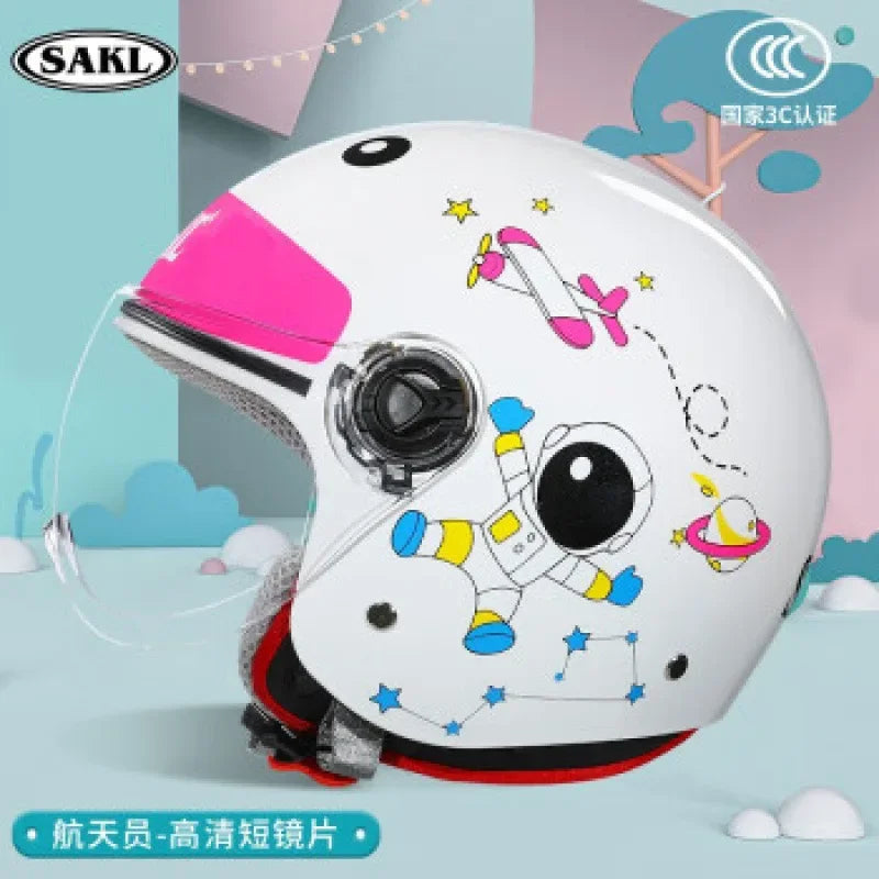 Children Cartoon Cute 4 season Motorcycle helmets Open face electric car bike child helmet for kids boy girl unicorn casco moto