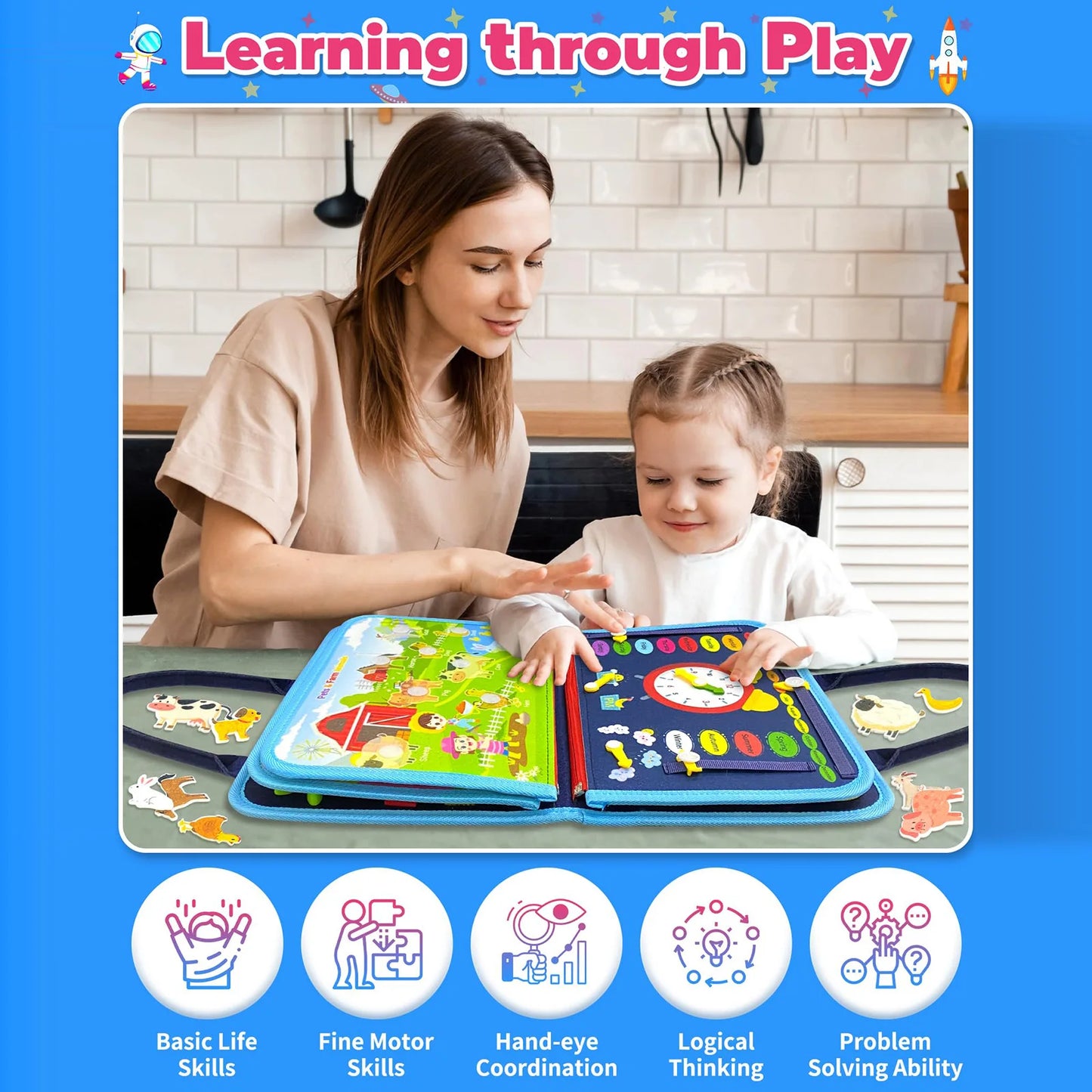 Busy Board Montessori Toys Sensory Toys for Toddlers Boy Toys Birthday Gifts Learning Educational Toy Travel Activities