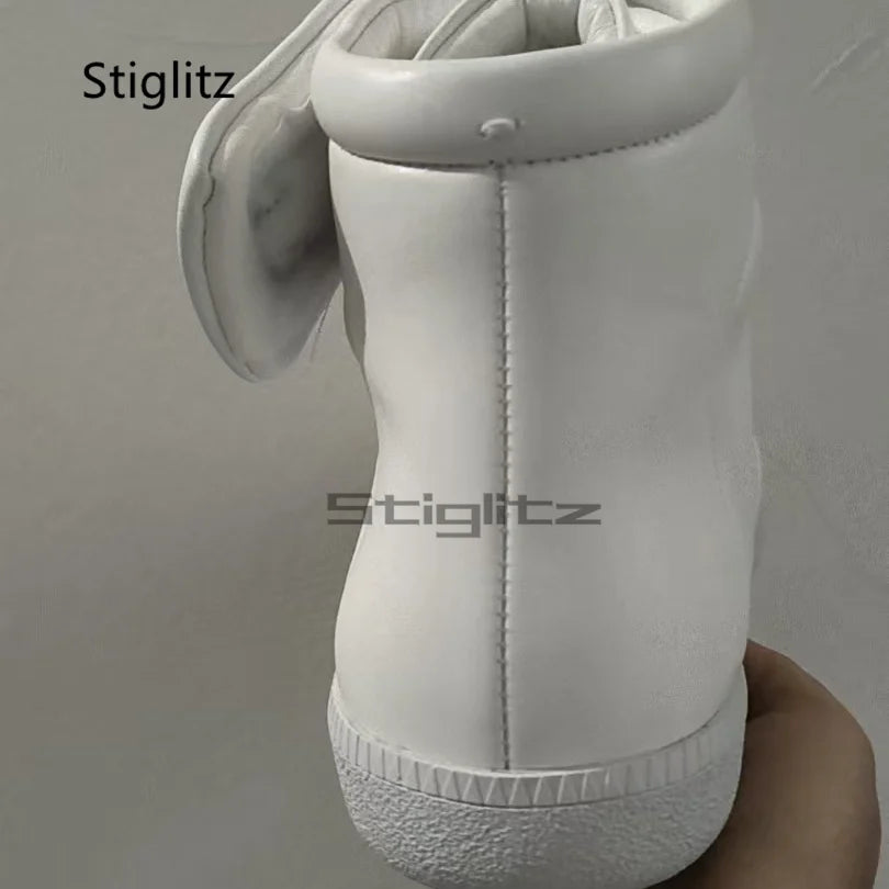 Herren High Top Leder Sneaker - Größe 40-46, Klettverschluss