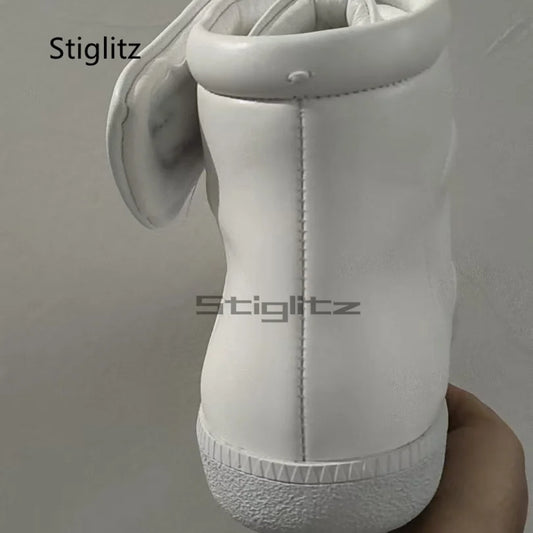 Herren High Top Leder Sneaker - Größe 40-46, Klettverschluss