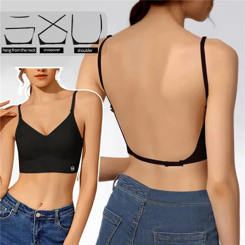 Oeak Unsichtbarer BH 2025 - Deep U Plunge BH trägerlos mit transparenten Trägern