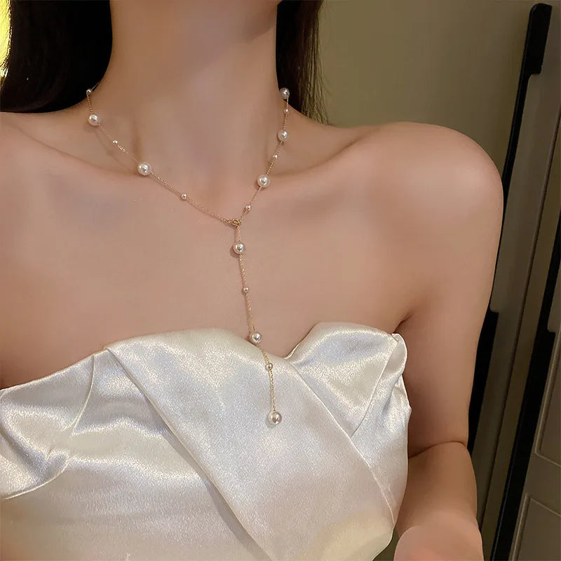 K-Pop-Perlen-Kette 2025: Gold Long-Necklace Goth - Fashion Gifts Collection