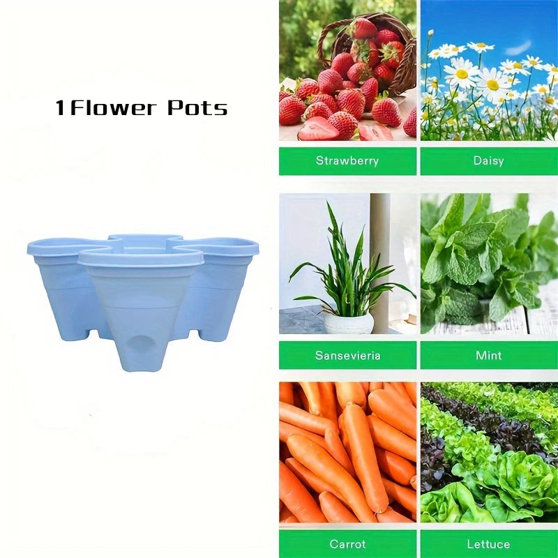 Vertical Plantation Tower Style Garden, Stackable Herb Garden Plantation, Vegetable Planting Pot, Petal Shaped Flower Pot