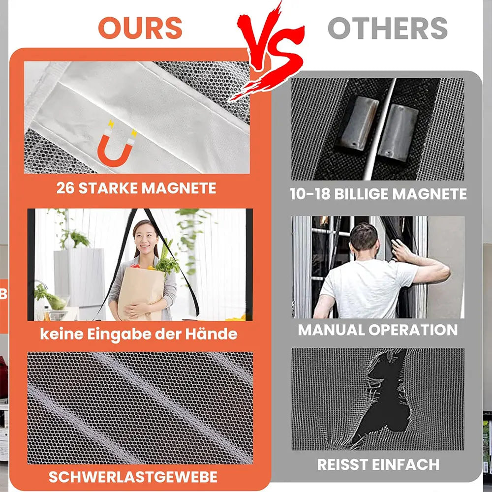 Magnetic Screen Door Screen Hands Free Mesh Partition Heavy Duty Curtain Keeps Bugs Out Frame Hook & Loop Pet and Kid Friendly