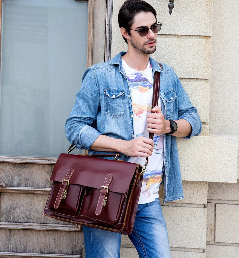 Luufan Aktentasche Rindsleder Business - 16 Zoll, 40x30x10cm