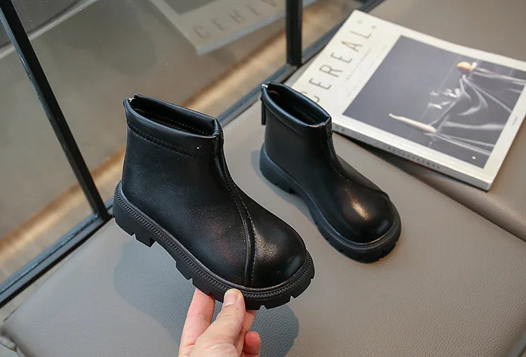 Herbst Winter Neue 2025 Kinder Fashion Stiefel - Mädchen Wasserdicht Rutschfest Reißverschluss - Weiche Sohle Leder Stiefel Kinder Casual Schuhe