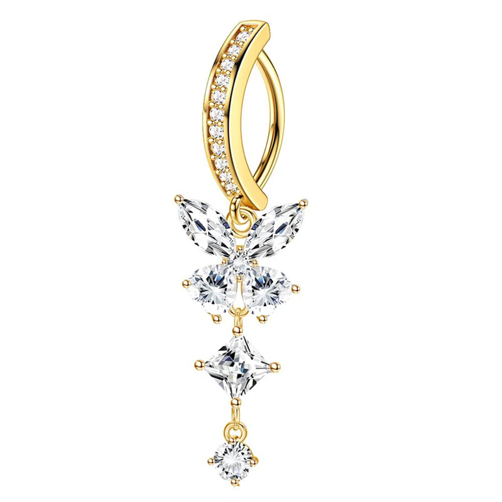 Inel pentru buric cu zirconiu fluture Choice - cupru 12 mm