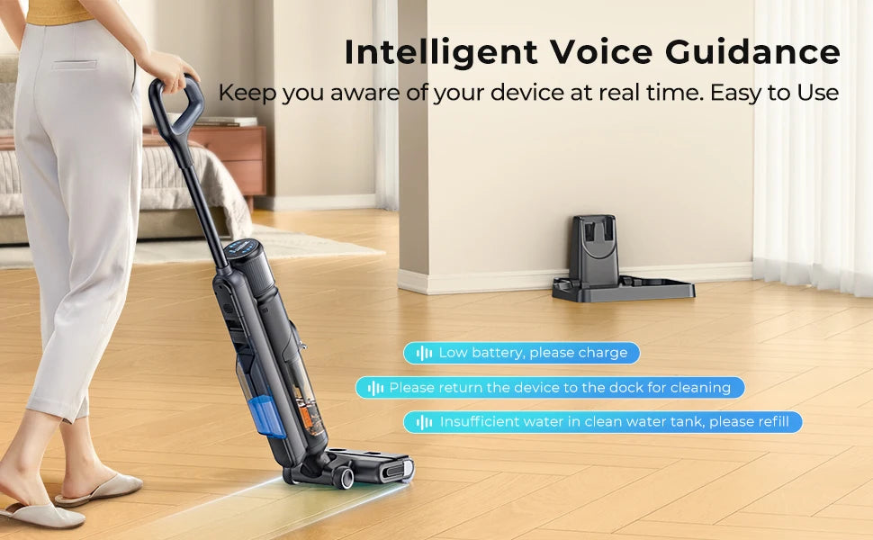 Aspirator fără fir Laresar M3 pentru curățarea umedă și uscată - 55 de minute de funcționare, autocurățare, detectare margini