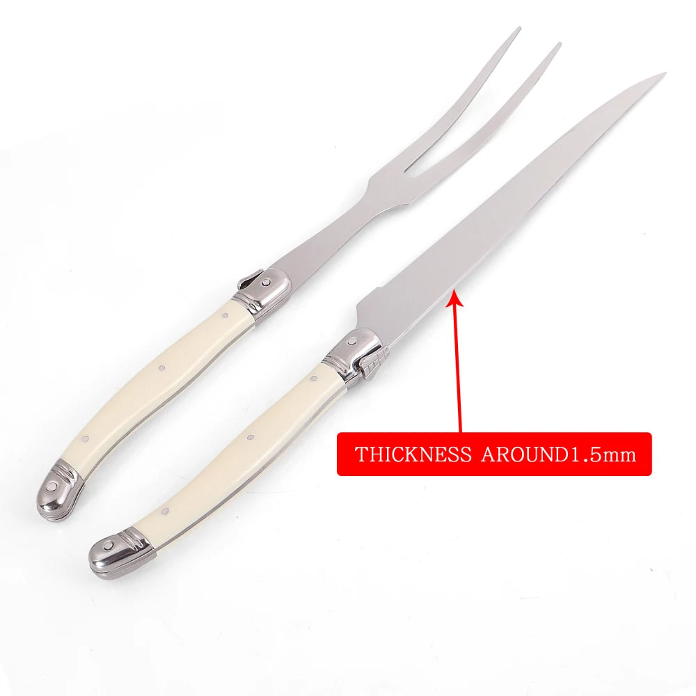 Stainless Steel Carving Knife Fork Set BBQ Slicing Grill Vegetable Tools Salad Serving Tools Turkey Knife Steak Roast Meat Fork
