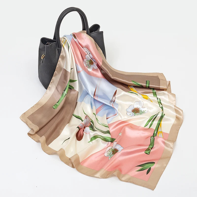 SENAIFE Satin-Schal Elegant - 90x90cm Polyester Leicht