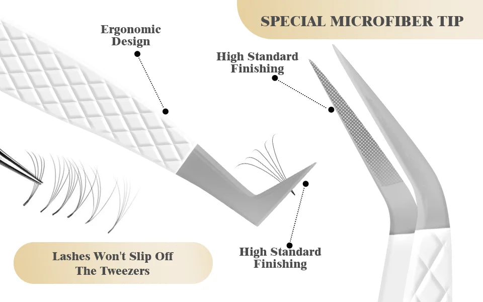 Eyelash Extensions Tweezers  With Fiber Tips Lash Artists High Precision Superhard Anti-Static Tweezer Makeup Tools Custom Logo