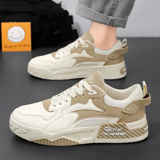 Men's Sneakers Men's Comfortable Platform Shoes 2024 Trend Lace-up Vulcanized Shoes White Casual Sneakers Zapatillas - Golden Bridge Store