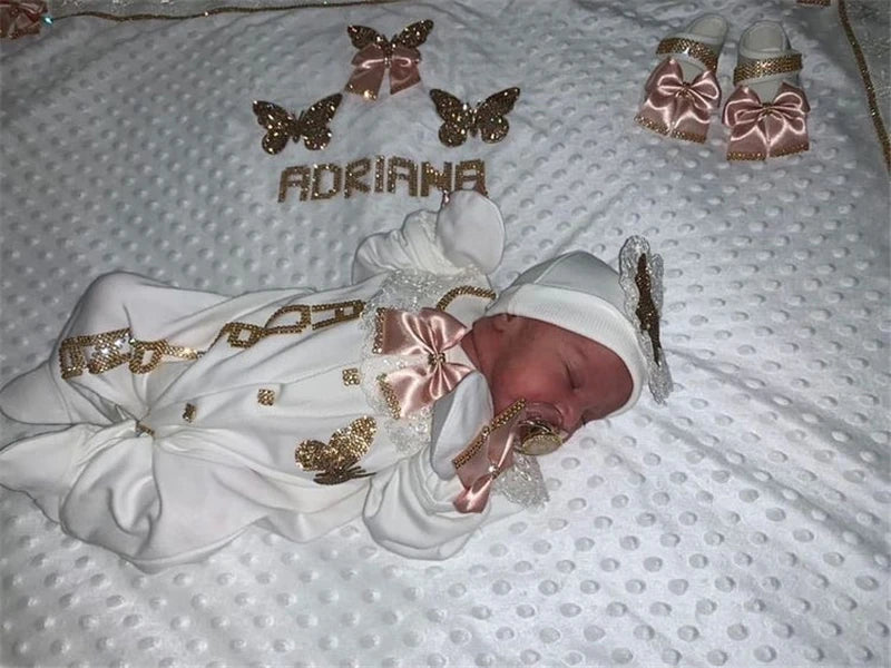 Baby-Outfit-Set 2025: 5-teiliges Spitzen-Baumwoll-Set für Neugeborene - Säuglingspflege-Kollektion