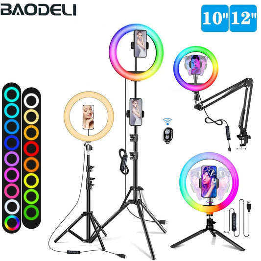 Ringlicht 2025: 12in 30cm Selfie RGB Tripod - Phone Stand Photography LED Makeup Collection