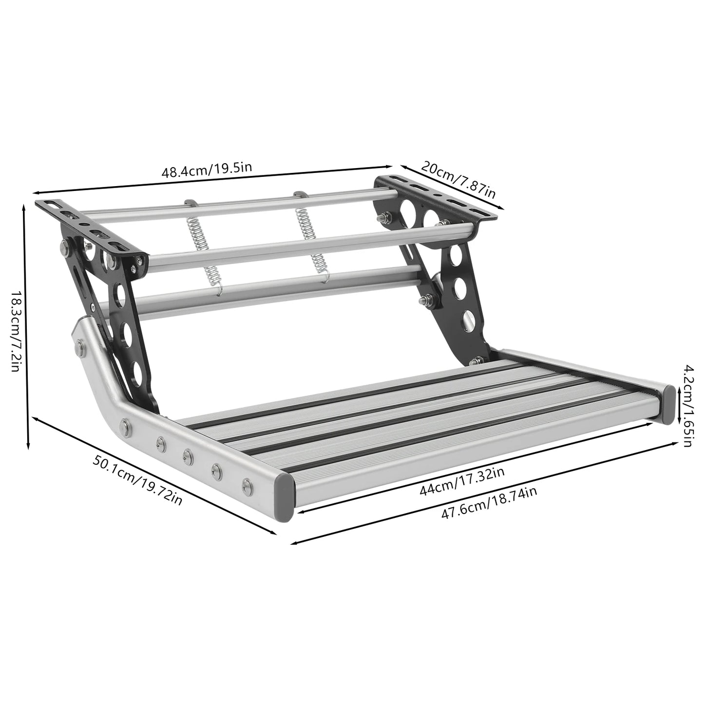 Bymaocar Treaptă manuală pentru rulotă cu lumină LED de 12V, treaptă pliabilă manuală din aluminiu, pentru rulotă și rulotă